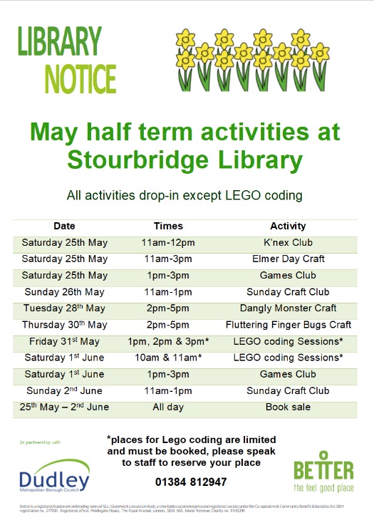 Stourbridge Library - May Half Term Children's Activities